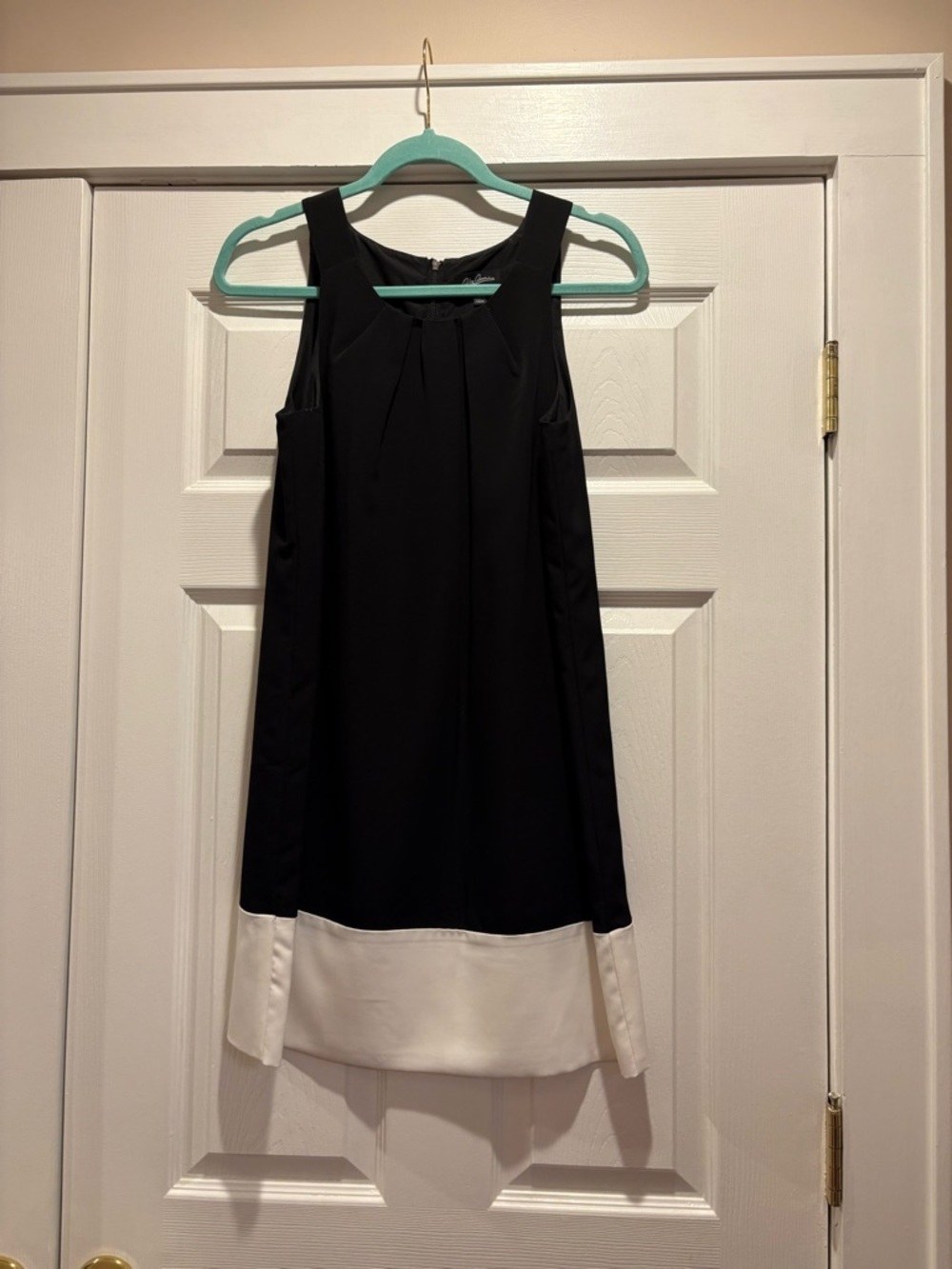 Oleg Cassini Black Dress with White Color Blocking Accent
